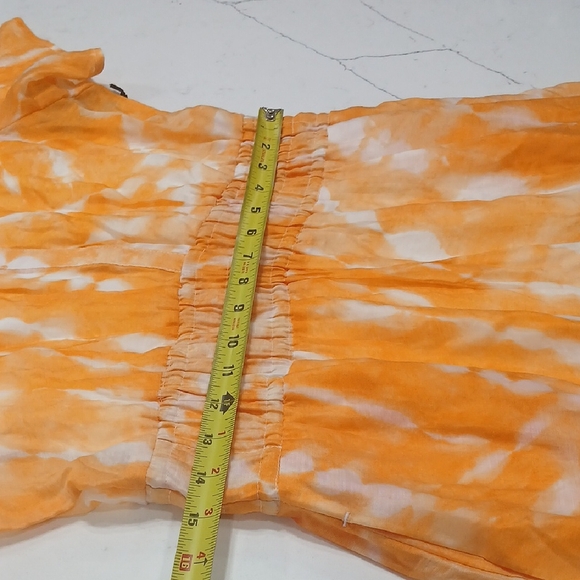 Simply Vera Vera Wang Orange and White Midi Sundress with Flutter Sleeves Nwt - Picture 11 of 12